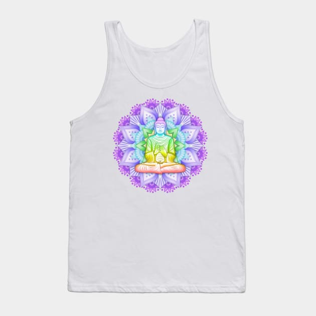 Color Mandala with Buddha Tank Top by LEGADOVISUAL